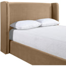  Meridian Kendall Beige Velvet Upholstered Full Bed IMAGE 4