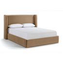  Meridian Kendall Beige Velvet Upholstered Queen Bed IMAGE 1