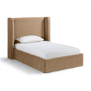  Meridian Kendall Beige Velvet Upholstered Twin Bed IMAGE 1