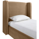  Meridian Kendall Beige Velvet Upholstered Twin Bed IMAGE 4