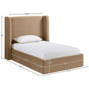  Meridian Kendall Beige Velvet Upholstered Twin Bed IMAGE 9