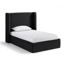  Meridian Kendall Black Velvet Upholstered Twin Bed IMAGE 1