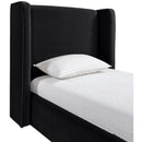  Meridian Kendall Black Velvet Upholstered Twin Bed IMAGE 4