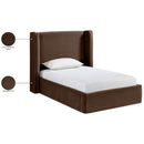  Meridian Kendall Brown Velvet Upholstered Twin Bed IMAGE 10
