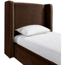  Meridian Kendall Brown Velvet Upholstered Twin Bed IMAGE 4