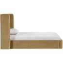  Meridian Kendall Camel Velvet Upholstered Twin Bed IMAGE 2