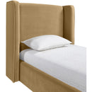 Meridian Kendall Camel Velvet Upholstered Twin Bed IMAGE 4