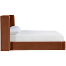  Meridian Kendall Cognac Velvet Upholstered King Bed IMAGE 2