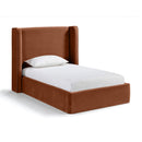  Meridian Kendall Cognac Velvet Upholstered Twin Bed IMAGE 1