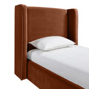  Meridian Kendall Cognac Velvet Upholstered Twin Bed IMAGE 4