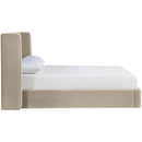  Meridian Kendall Cream Velvet Upholstered King Bed IMAGE 2