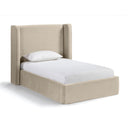  Meridian Kendall Cream Velvet Upholstered Twin Bed IMAGE 1