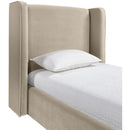  Meridian Kendall Cream Velvet Upholstered Twin Bed IMAGE 4