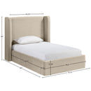  Meridian Kendall Cream Velvet Upholstered Twin Bed IMAGE 9