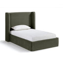  Meridian Kendall Green Velvet Upholstered Twin Bed IMAGE 1
