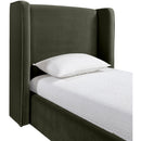  Meridian Kendall Green Velvet Upholstered Twin Bed IMAGE 4