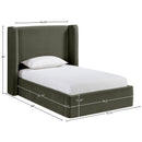  Meridian Kendall Green Velvet Upholstered Twin Bed IMAGE 9