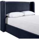  Meridian Kendall Navy Velvet Upholstered King Bed IMAGE 4