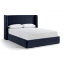 Meridian Kendall Navy Velvet Upholstered Queen Bed IMAGE 1