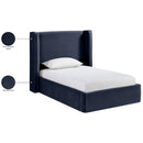  Meridian Kendall Navy Velvet Upholstered Twin Bed IMAGE 10