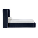  Meridian Kendall Navy Velvet Upholstered Twin Bed IMAGE 2