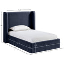  Meridian Kendall Navy Velvet Upholstered Twin Bed IMAGE 9