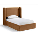  Meridian Kendall Saddle Velvet Upholstered Twin Bed IMAGE 1