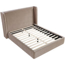  Meridian Kendall Taupe Velvet Upholstered King Bed IMAGE 5