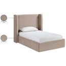  Meridian Kendall Taupe Velvet Upholstered Twin Bed IMAGE 10