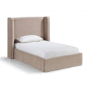  Meridian Kendall Taupe Velvet Upholstered Twin Bed IMAGE 1