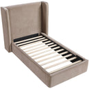  Meridian Kendall Taupe Velvet Upholstered Twin Bed IMAGE 5