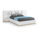  Meridian Bennet Cream Linen Textured Fabric Upholstered Full Bed IMAGE 1