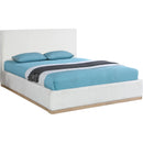  Meridian Bennet Cream Linen Textured Fabric Upholstered King Bed IMAGE 2