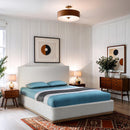  Meridian Bennet Cream Linen Textured Fabric Upholstered Queen Bed IMAGE 4