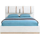  Meridian Bennet Cream Linen Textured Fabric Upholstered Queen Bed IMAGE 5