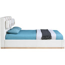  Meridian Bennet Cream Linen Textured Fabric Upholstered Queen Bed IMAGE 7