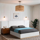  Meridian Bennet Cream Linen Textured Fabric Upholstered Queen Bed IMAGE 4