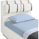  Meridian Bennet Cream Linen Textured Fabric Upholstered Twin Bed IMAGE 11