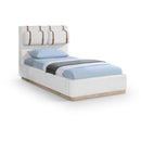  Meridian Bennet Cream Linen Textured Fabric Upholstered Twin Bed IMAGE 1