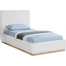  Meridian Bennet Cream Linen Textured Fabric Upholstered Twin Bed IMAGE 2