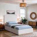  Meridian Bennet Cream Linen Textured Fabric Upholstered Twin Bed IMAGE 4