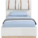  Meridian Bennet Cream Linen Textured Fabric Upholstered Twin Bed IMAGE 5