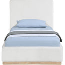  Meridian Bennet Cream Linen Textured Fabric Upholstered Twin Bed IMAGE 6