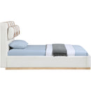  Meridian Bennet Cream Linen Textured Fabric Upholstered Twin Bed IMAGE 7