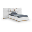  Meridian Bennet Cream Linen Textured Fabric Upholstered Twin Bed IMAGE 1