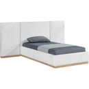  Meridian Bennet Cream Linen Textured Fabric Upholstered Twin Bed IMAGE 2