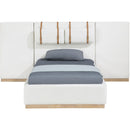  Meridian Bennet Cream Linen Textured Fabric Upholstered Twin Bed IMAGE 5