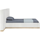  Meridian Bennet Cream Linen Textured Fabric Upholstered Twin Bed IMAGE 8