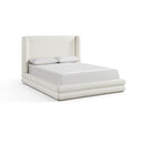  Meridian Chandra Cream Linen Textured Fabric Upholstered King Bed IMAGE 1