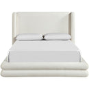  Meridian Chandra Cream Linen Textured Fabric Upholstered King Bed IMAGE 3